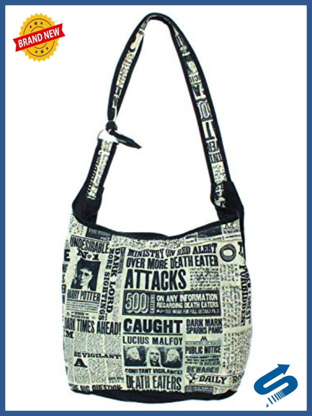 Harry Potter Daily Prophet Hobo Shoulder Crossbody Bag Purse Polyester